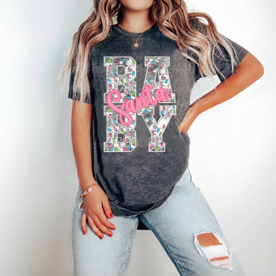 Santa Baby Christmas Lights T-shirt