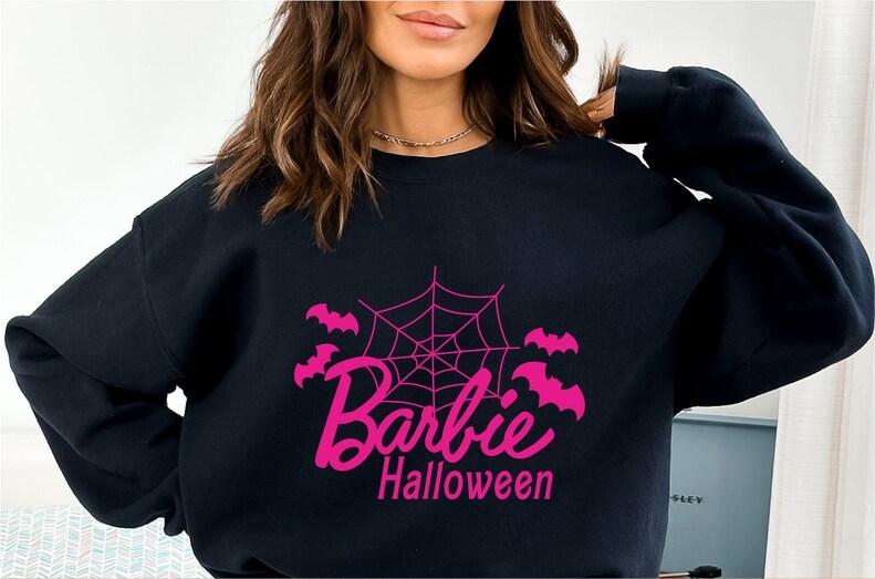 Pink Halloween Barbie Print Sweatshirt