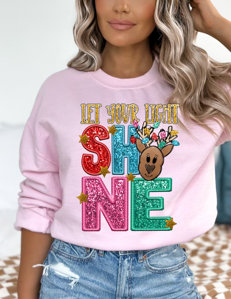Glitter Christmas Print Sweatshirt