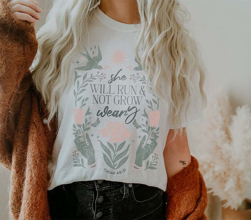 Boho Faith Bible Verse Crewneck T-shirt