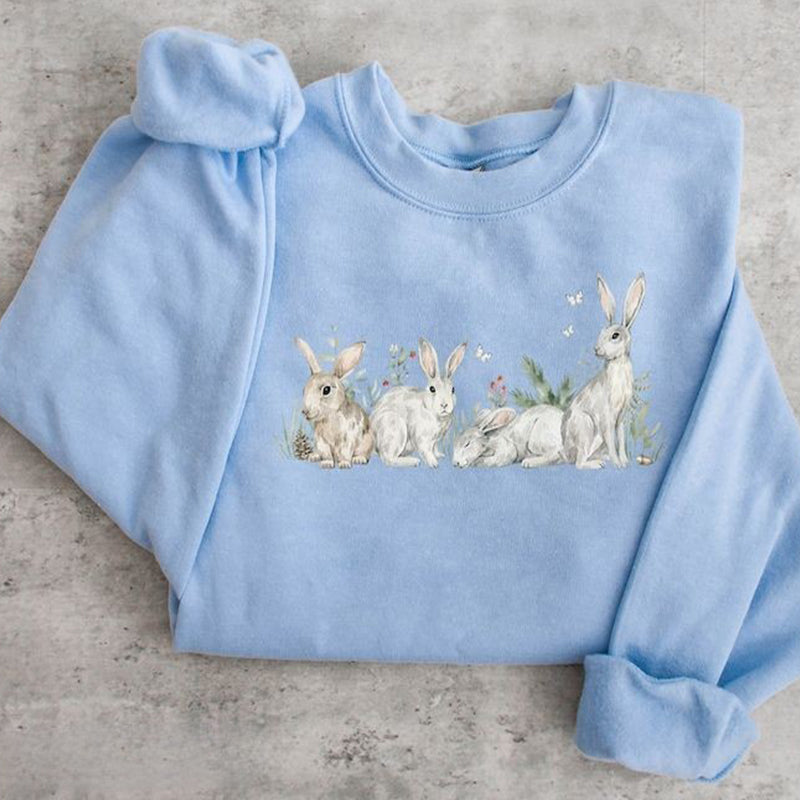 Happy Easter Rabbit Print Casual Sweatshirt