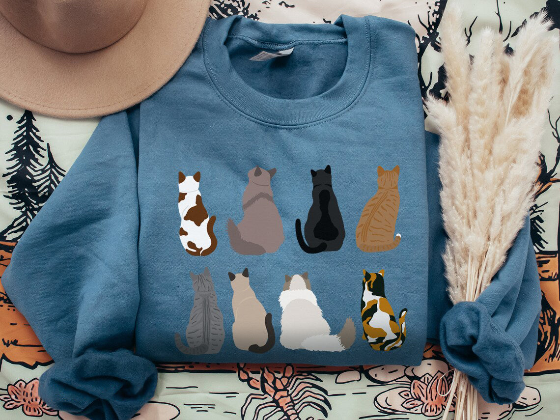 Cats Printed Crewneck Sweatshirt
