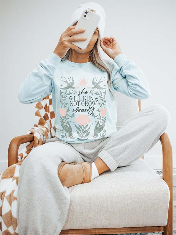 Boho Faith Bible Verse Long Sleeve Sweatshirt