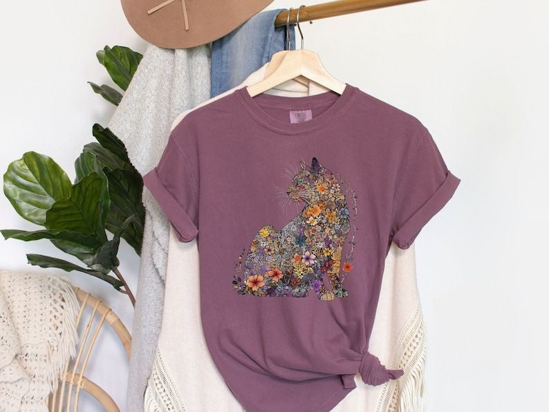 Floral Cat Mom Cat Lover T-shirt