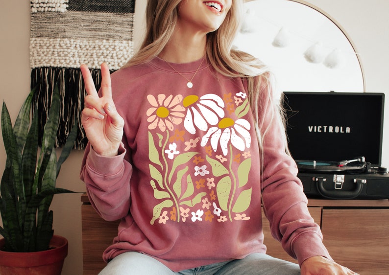 Boho Wildflowers Floral Nature Sweatshirt