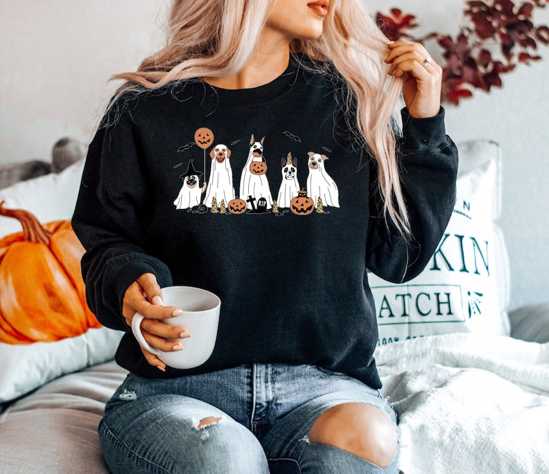 2023 Happy Halloween Ghost Dog Sweatshirt