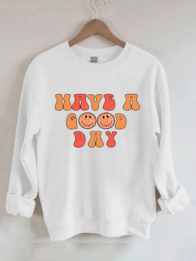 Alphabet Printed Round Neck Casual Long Sleeve Sweatshirt