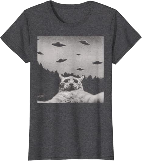 Alien UFO Funny Cat T-Shirt